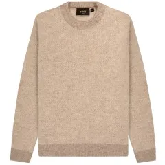 HUGO BOSS L-Mago Alpaca Blend Crewneck Sweater Open Brown