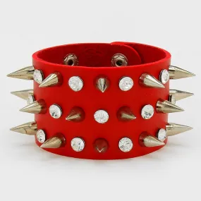 iLLASPARKZ Crystal & Spike Studded Leather Bracelet