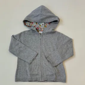 Jacadi Grey Cotton Sweater With Liberty Print Hood: 2 Years