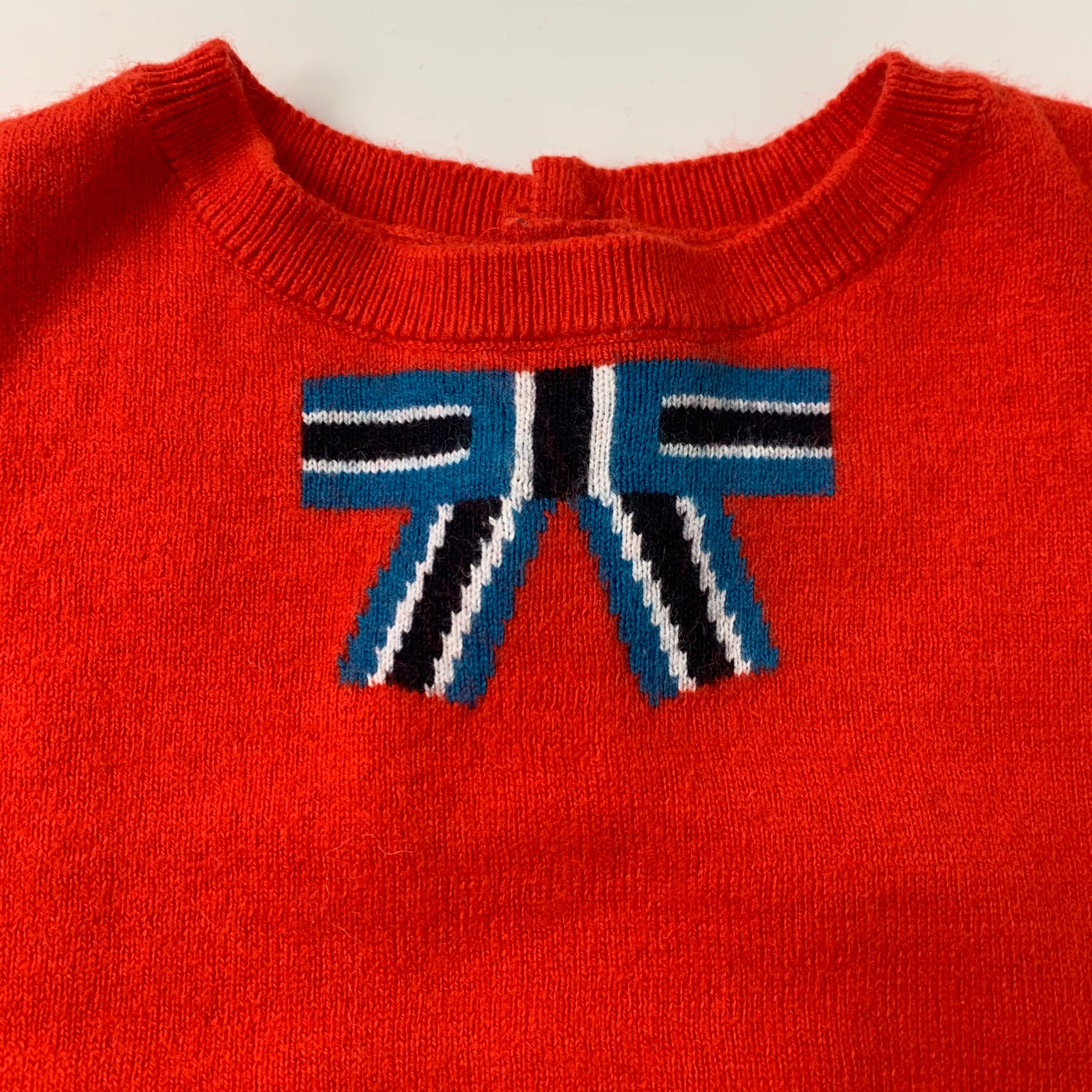 Jacadi Red Wool Mix Sweater With Bow Motif: 3 Years