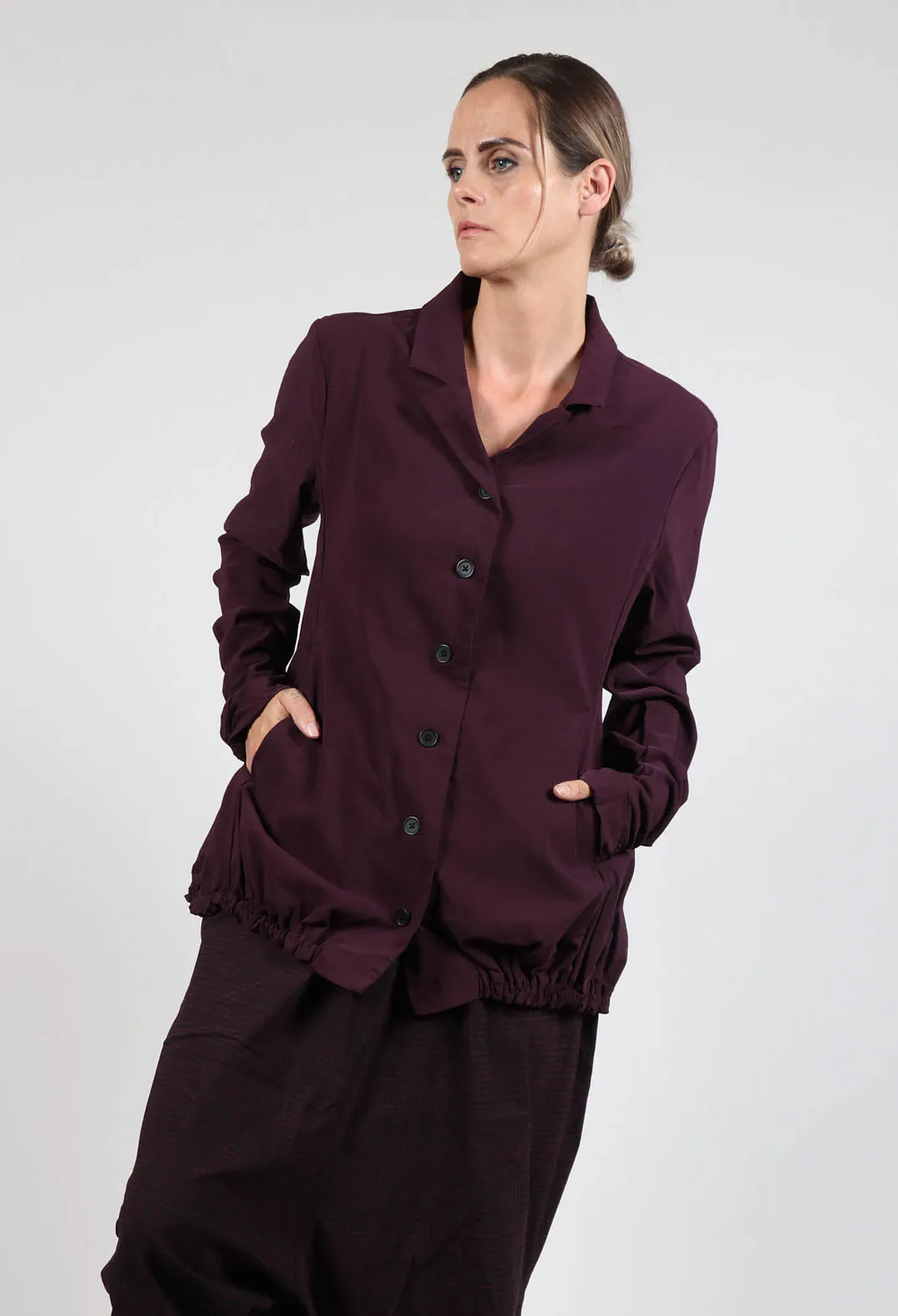 Jacket with Gathered Hem in Ruby