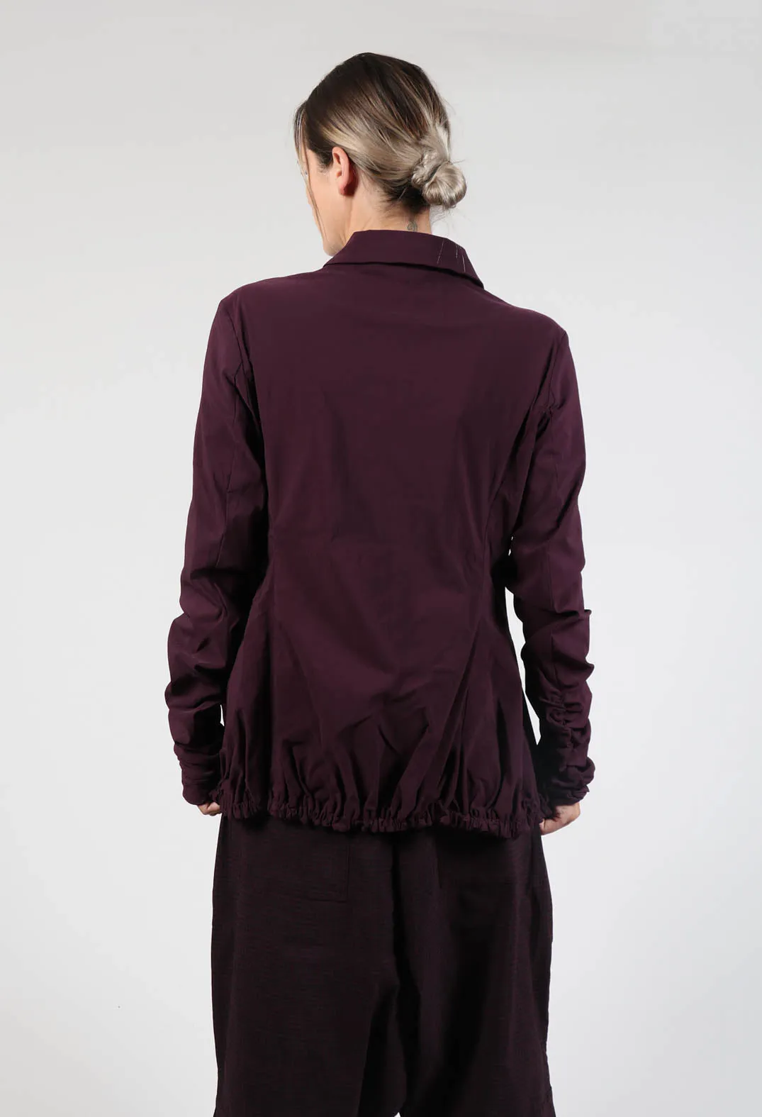 Jacket with Gathered Hem in Ruby