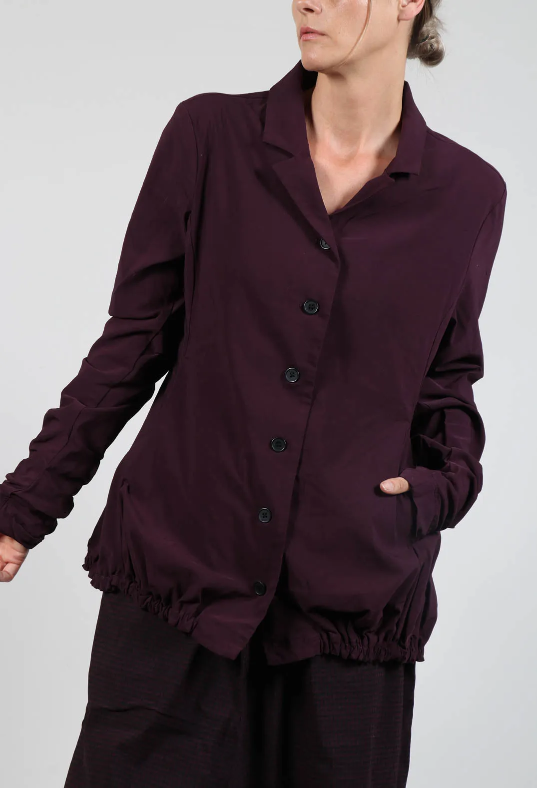 Jacket with Gathered Hem in Ruby