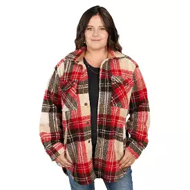 'KEY' Women's Boulevard Snap Front Shacket - Fire Brick Plaid