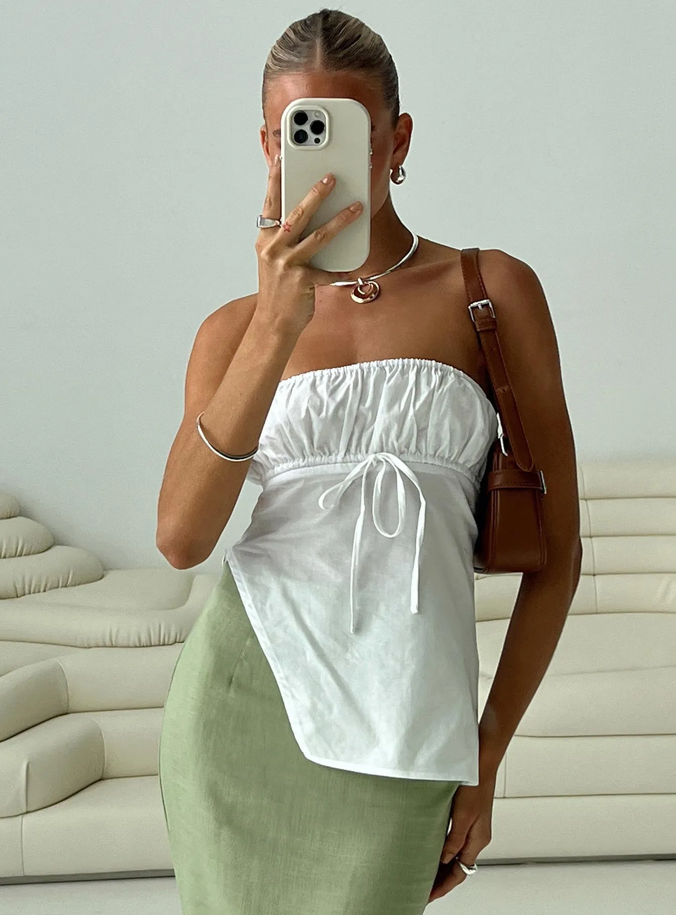 Kiji Strapless Top White