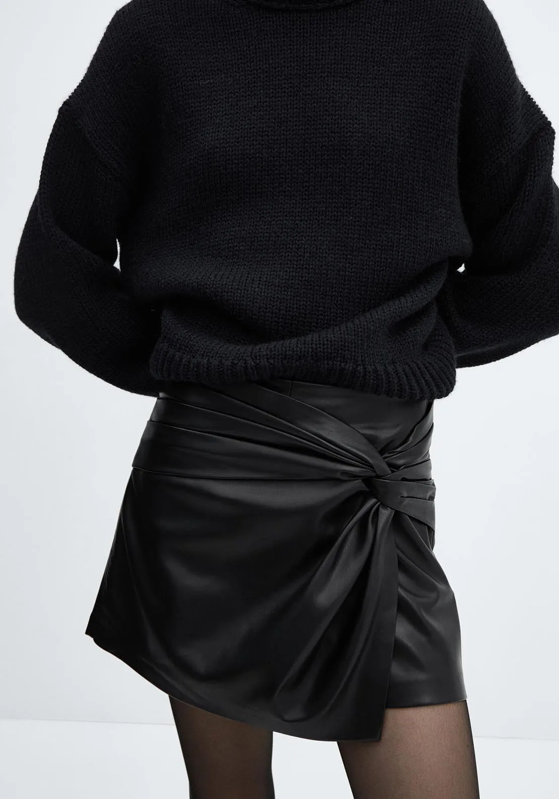 Leather-effect culottes - Black