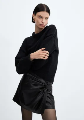 Leather-effect culottes - Black