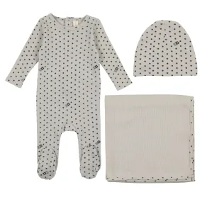 Lilette Cloud/Navy Ribbed Star Layette Set