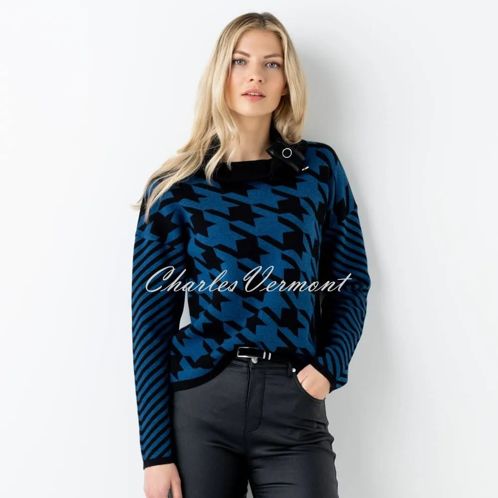 Marble Dog Tooth Sweater - Style 6781-170 (Marine Blue / Black)