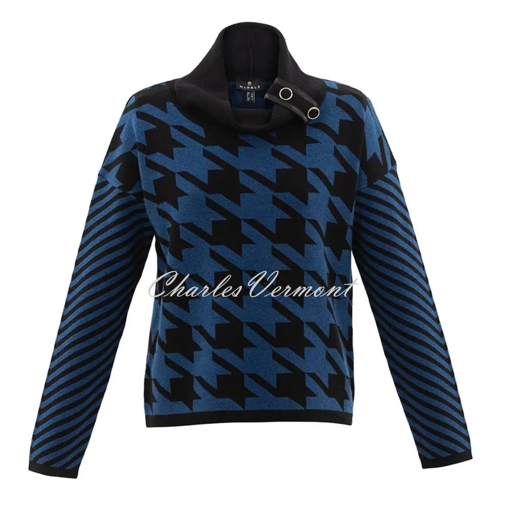 Marble Dog Tooth Sweater - Style 6781-170 (Marine Blue / Black)