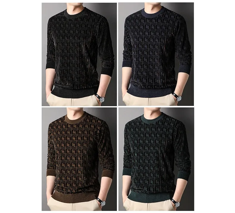 Men's Fashion Thick Winter Warm O-Neck Knitwear Pullover Sweater