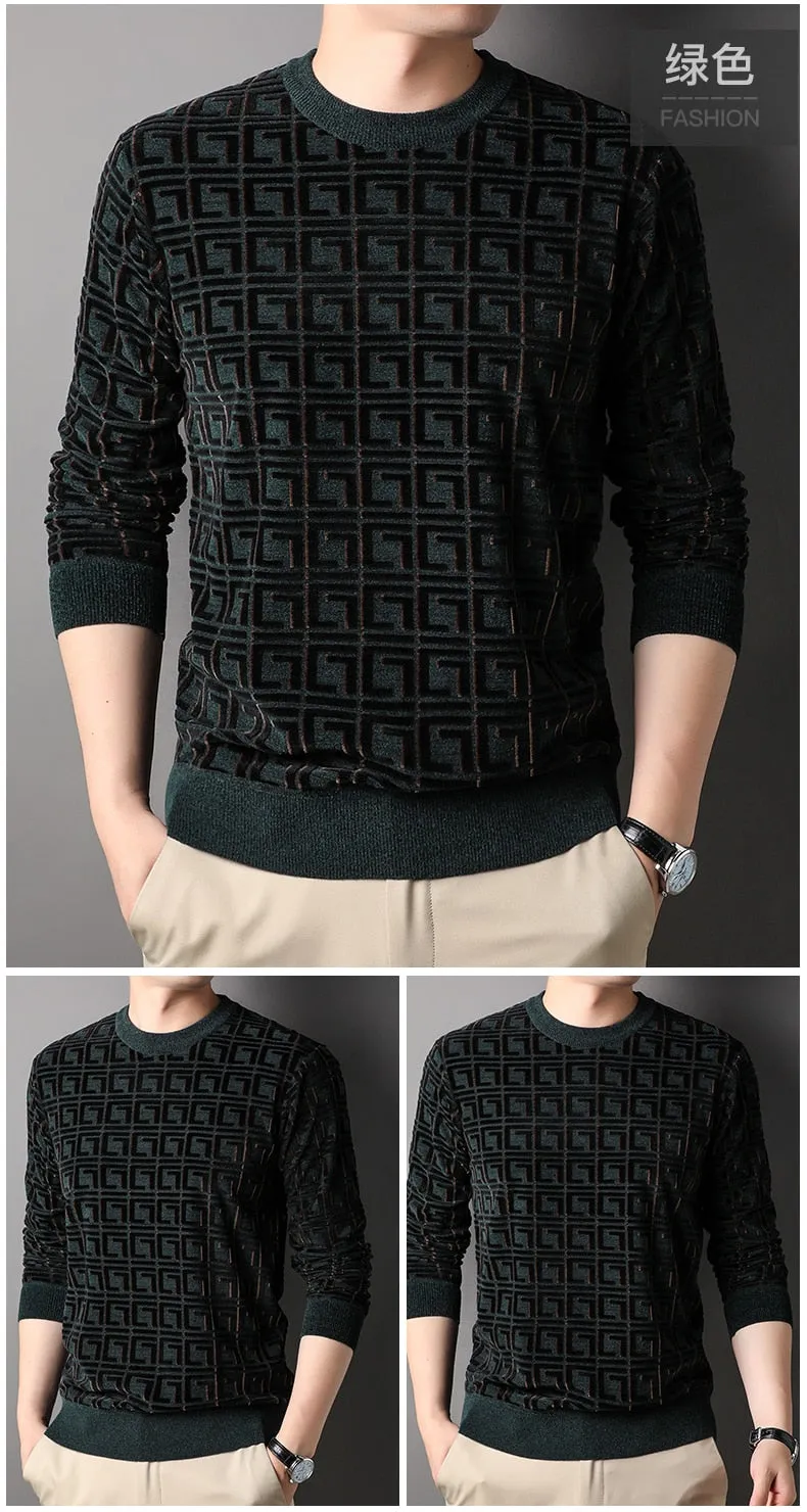 Men's Fashion Thick Winter Warm O-Neck Knitwear Pullover Sweater