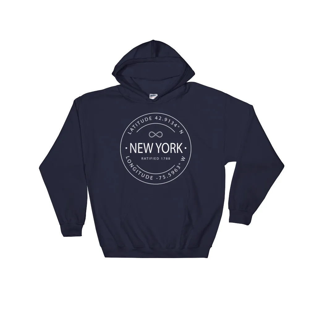 New York - Hooded Sweatshirt - Latitude & Longitude