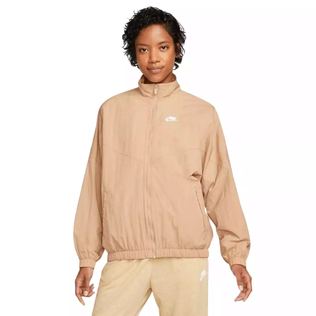 NIKE WOMEN'S SPORTSWEAR ESSENTIAL WINDRUNNER BEIGE WOVEN JACKET