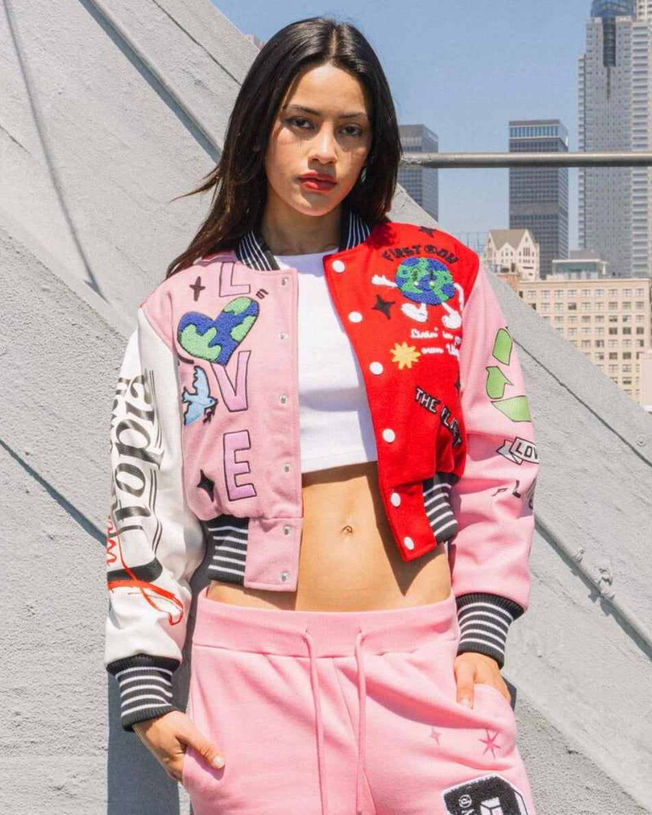 No. 1 Best Planet Cropped Varsity Jacket