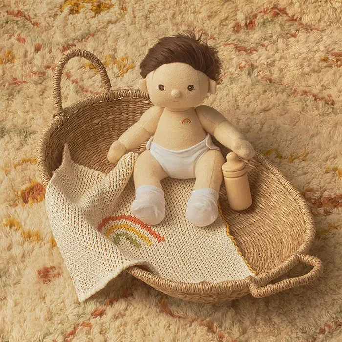 Olli Ella Dinkum Doll Accessories Brush + Rainbow Blanket Set