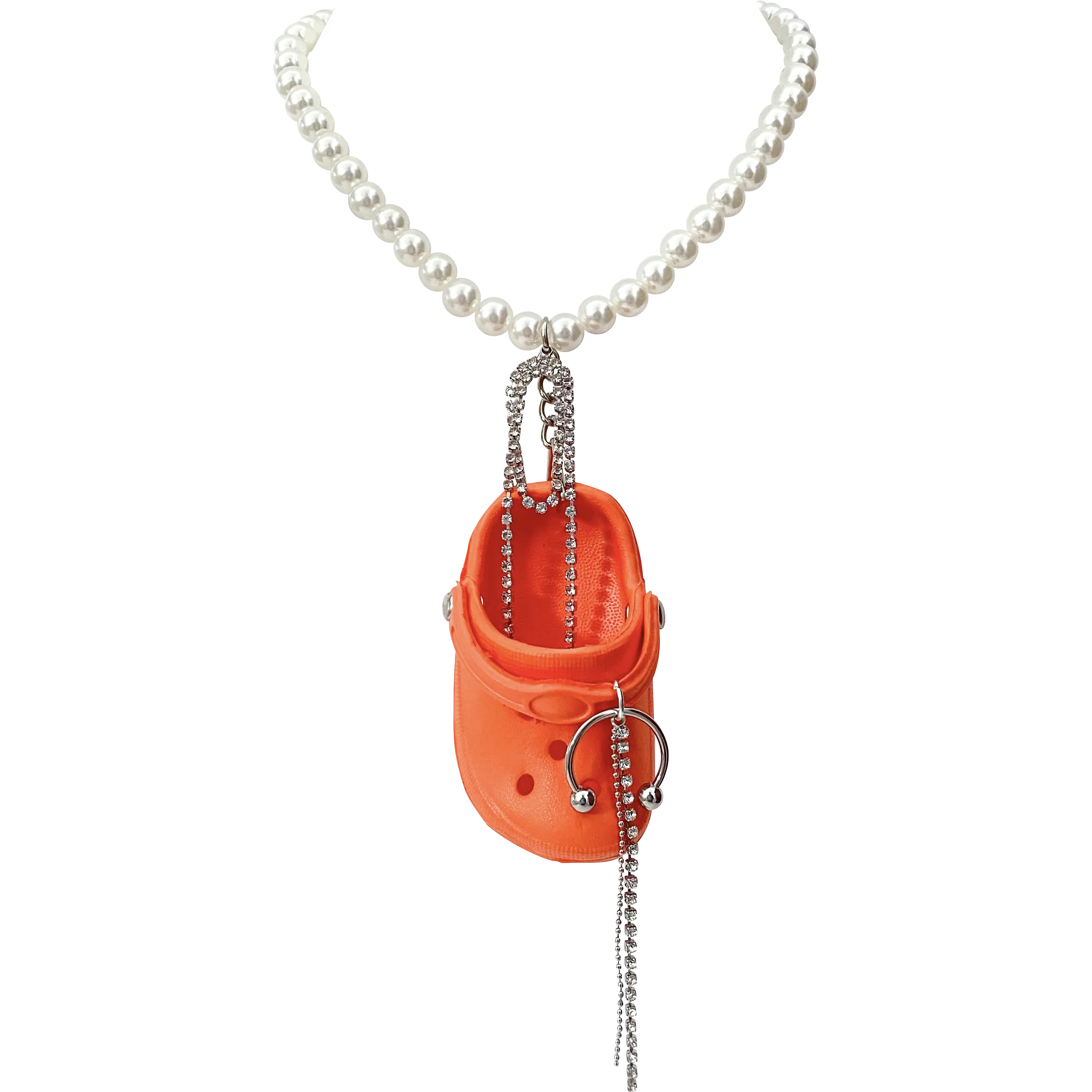 Orange Bedazzled Mini Croc Necklace