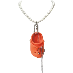 Orange Bedazzled Mini Croc Necklace