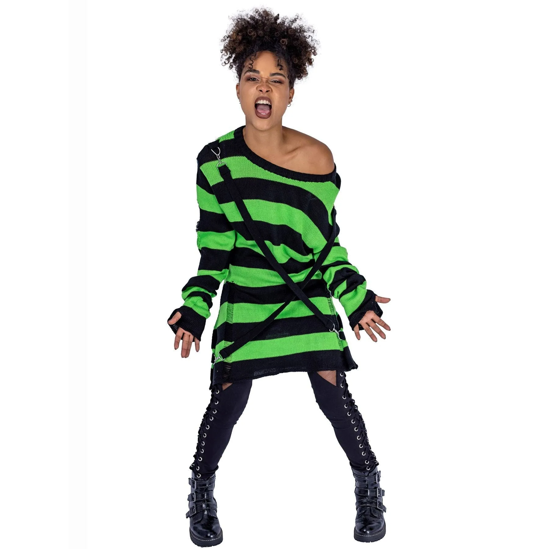 ORIANA JUMPER - BLACK/GREEN