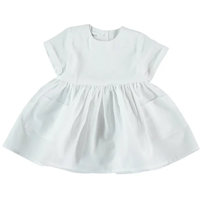 Pequeno Tocon Baby Two Piece Set Dress With Bloomers Blue And White