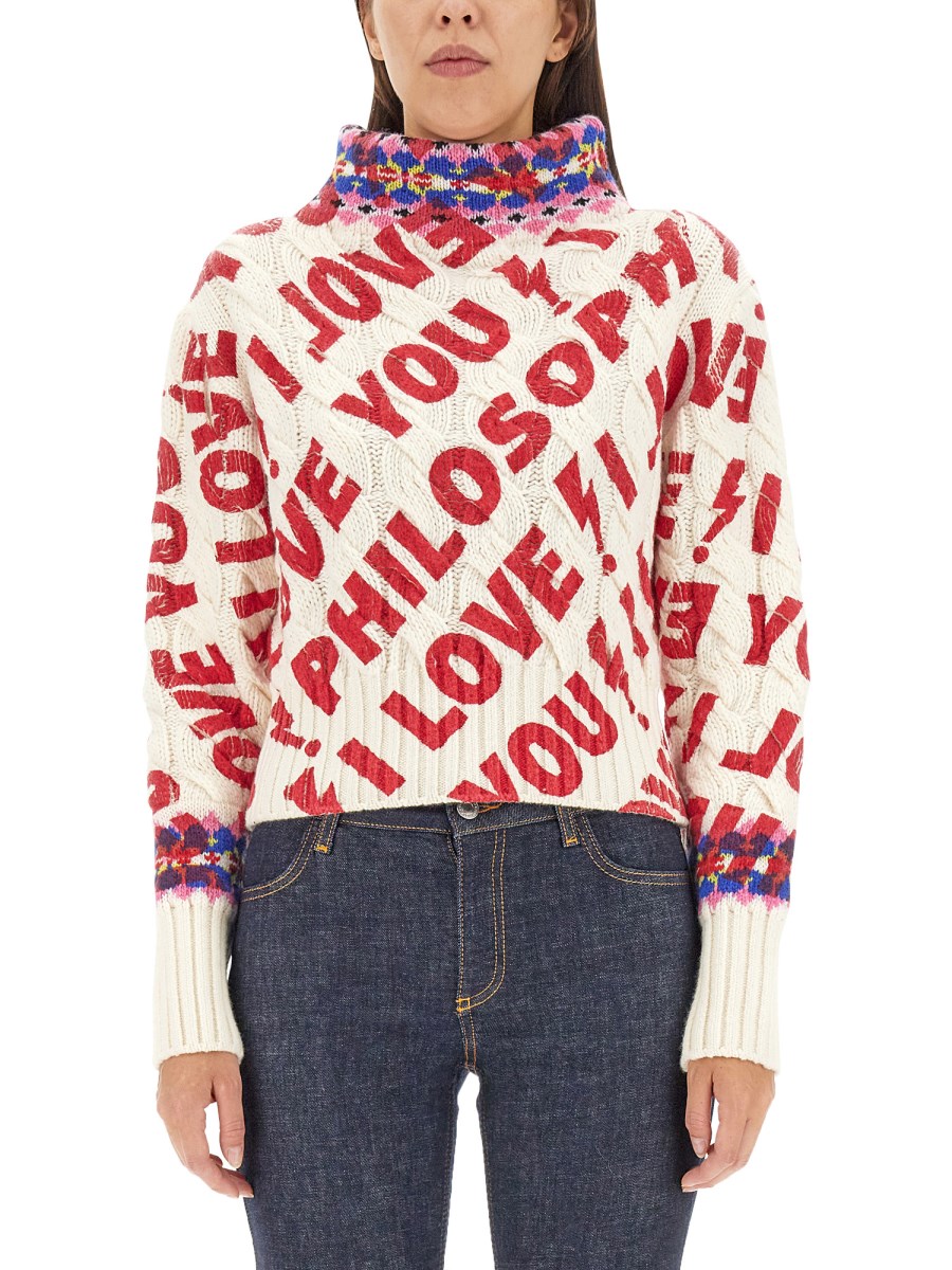 PHILOSOPHY DI LORENZO SERAFINI    I LOVE YOU PHILOSOPHY WOOL SWEATER