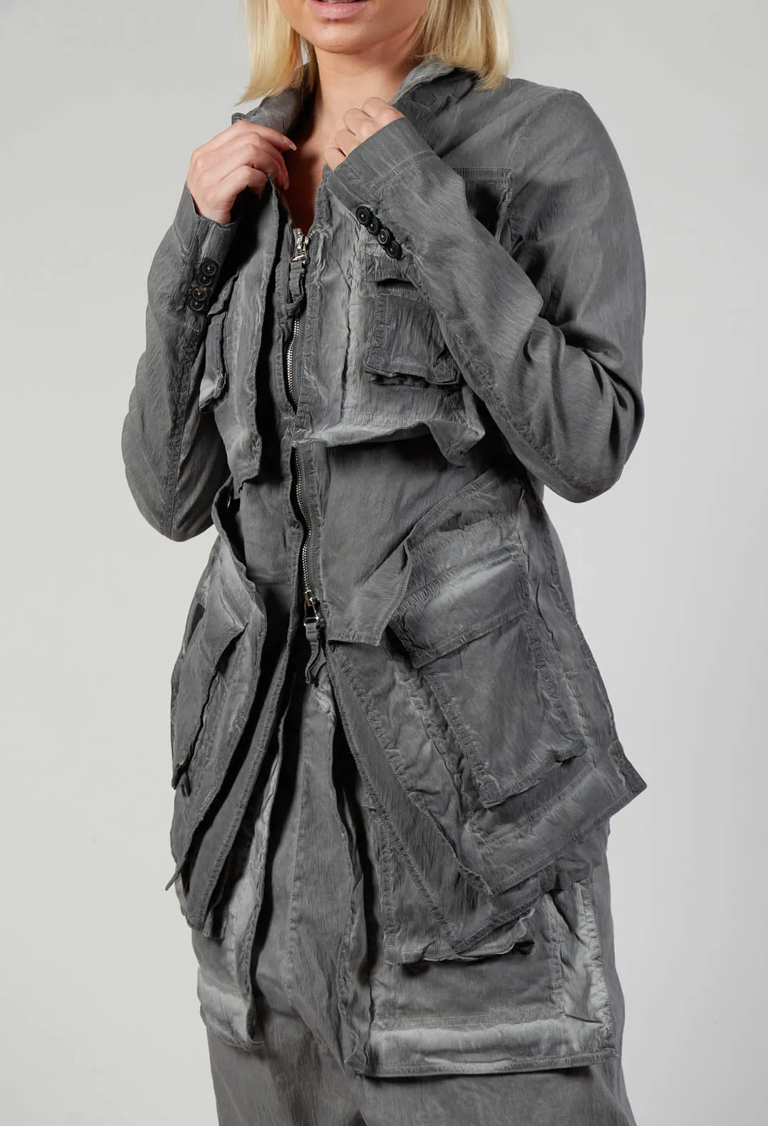 Pocket Jacket in C.Coal 70% Cloud