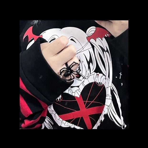 Pre-order punk girl black red long sleeve T-shirt