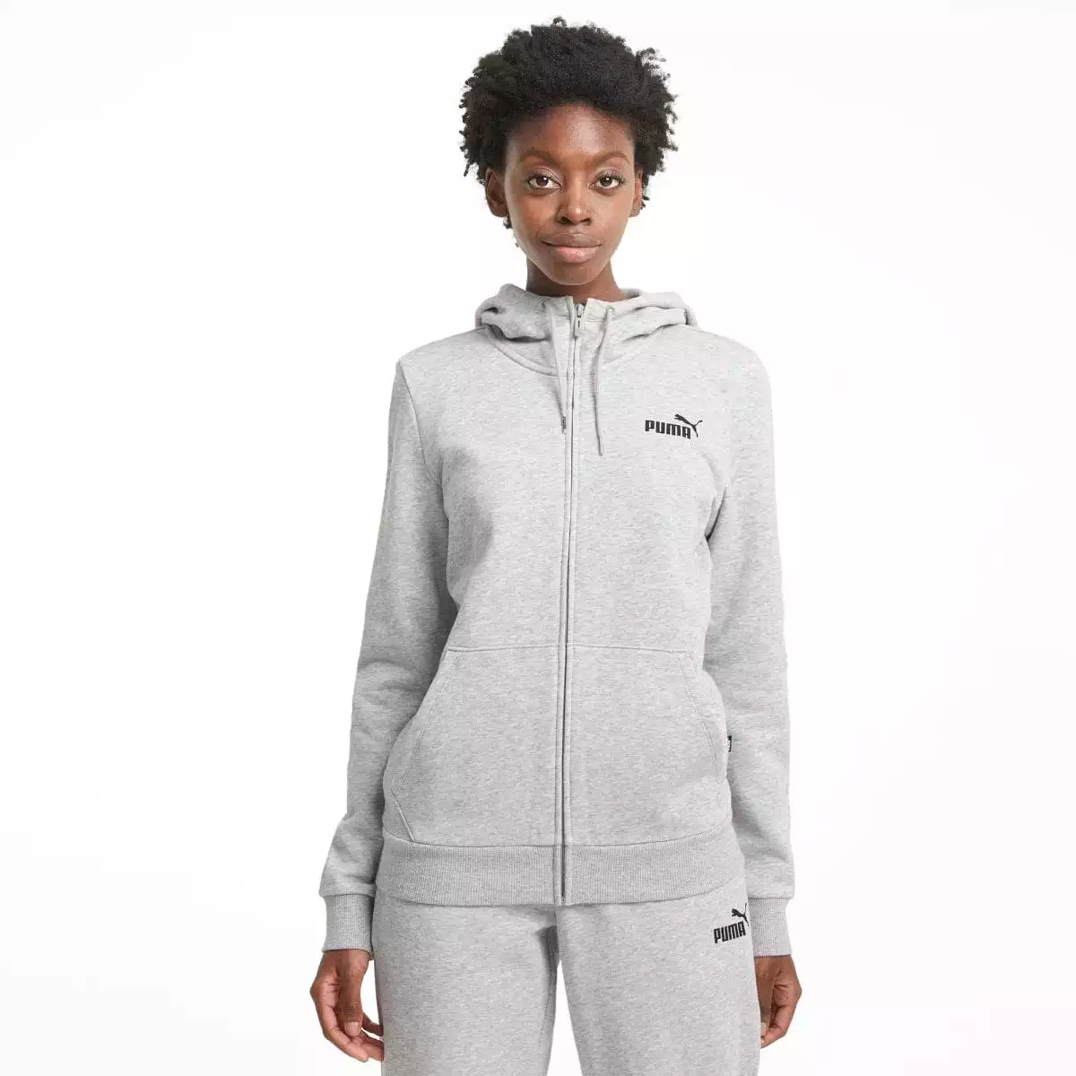 PUMA WOMEN'S ESSENTIALS FULL-ZIP GREY JACKET