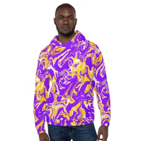 Purple Gold and White Oil Spill Pullover Hoodie