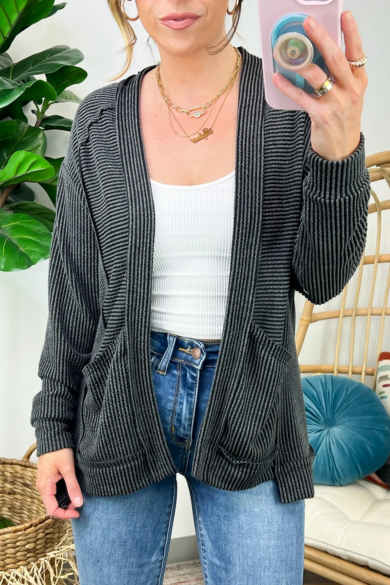 Rhena Ribbed Knit Pocket Cardigan - FINAL SALE