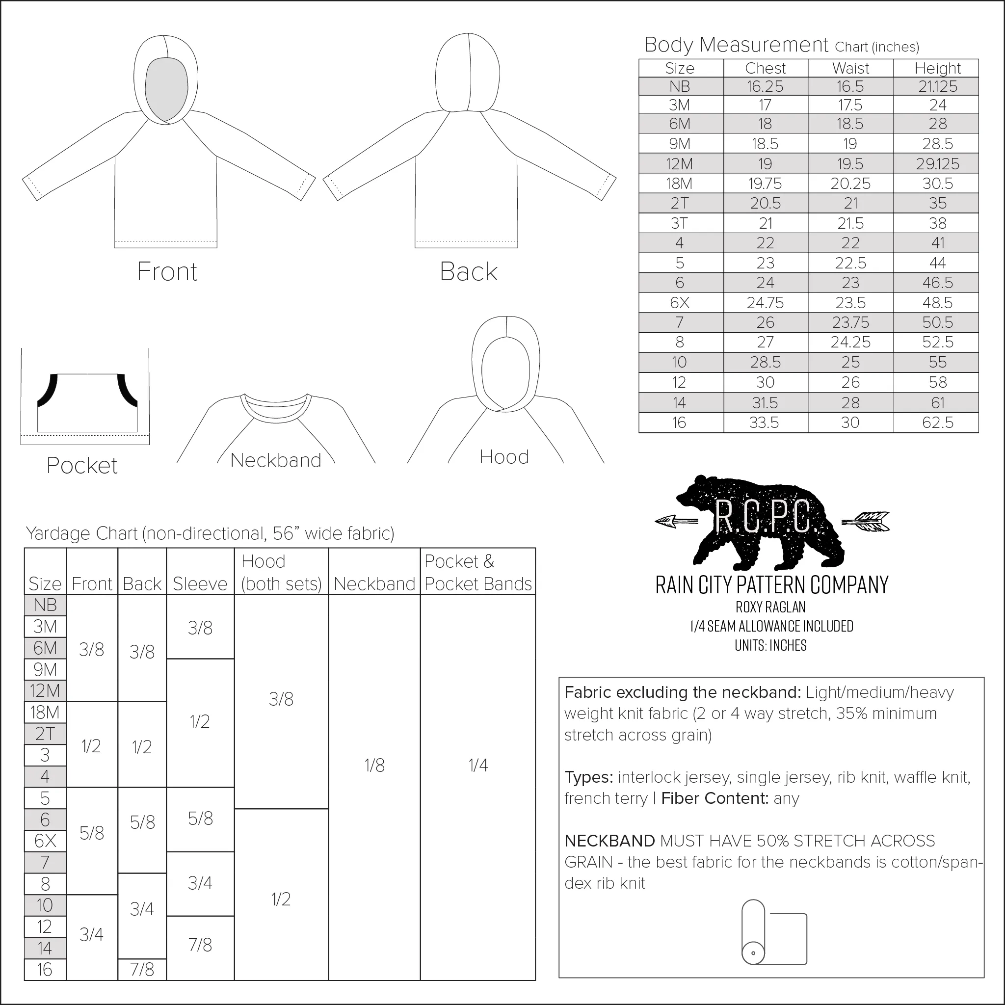 Roxy Raglan |  Baby to Big Kid Sizes NB - 16 | Beginner Level Sewing Pattern