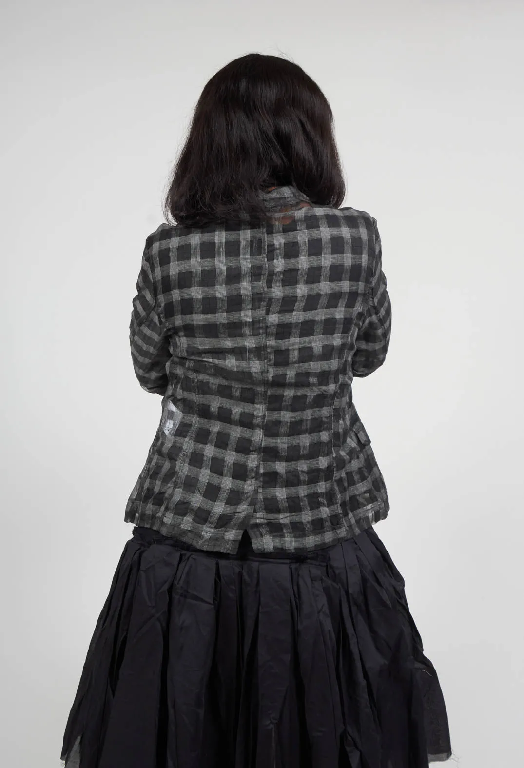 Sheer Fitted Jacket in Black Check