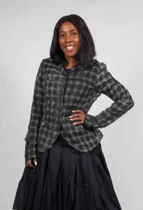 Sheer Fitted Jacket in Black Check