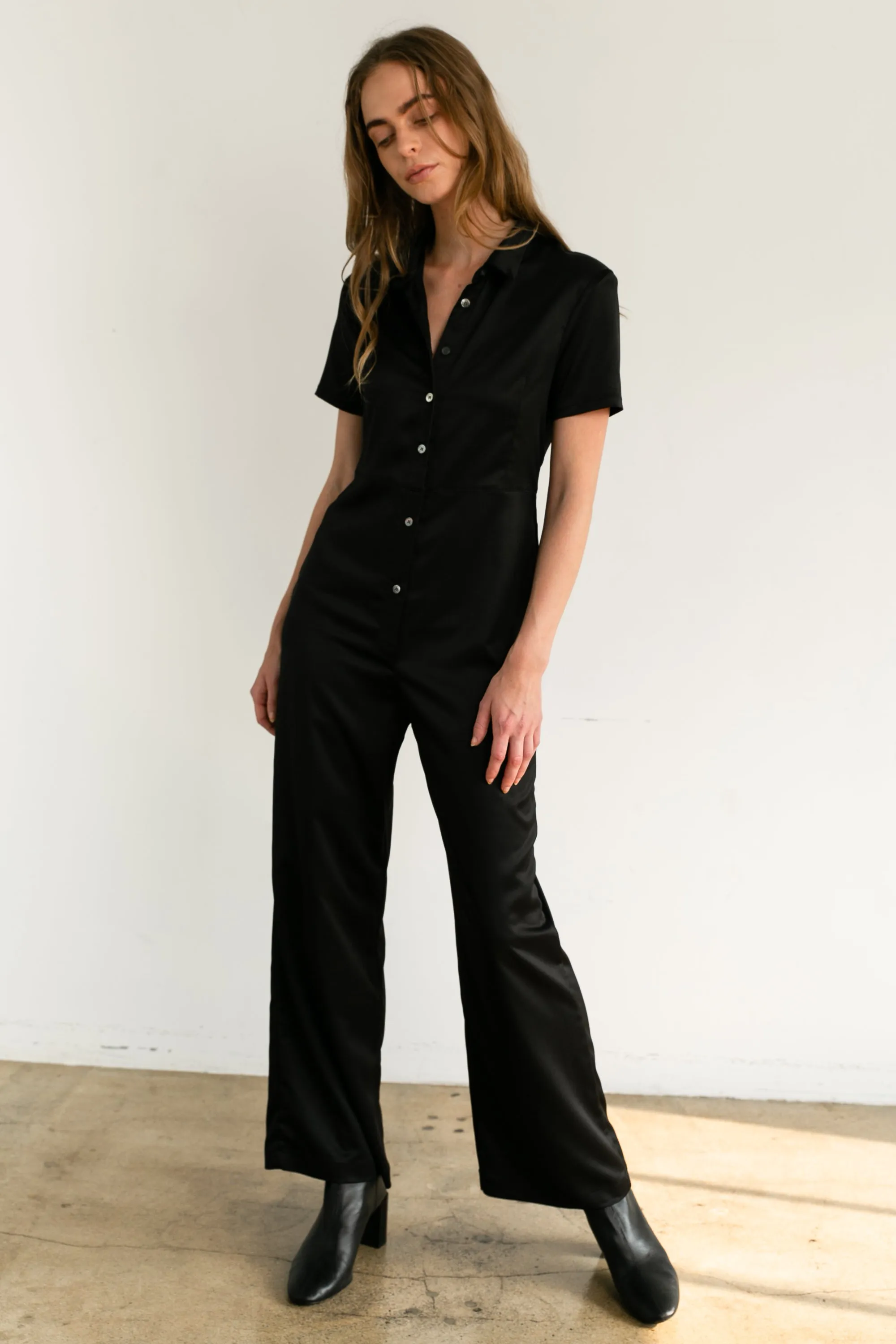 Short Sleeve Wide Leg Jumpsuit