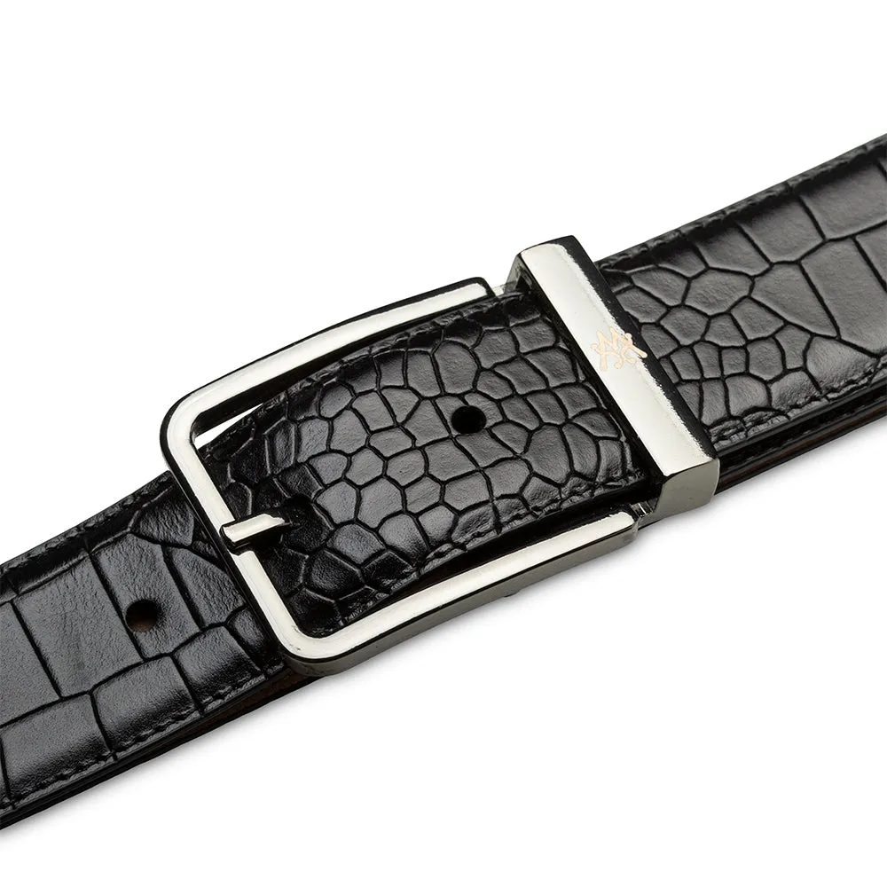 Signature Embossed-Croc Calfskin Belt