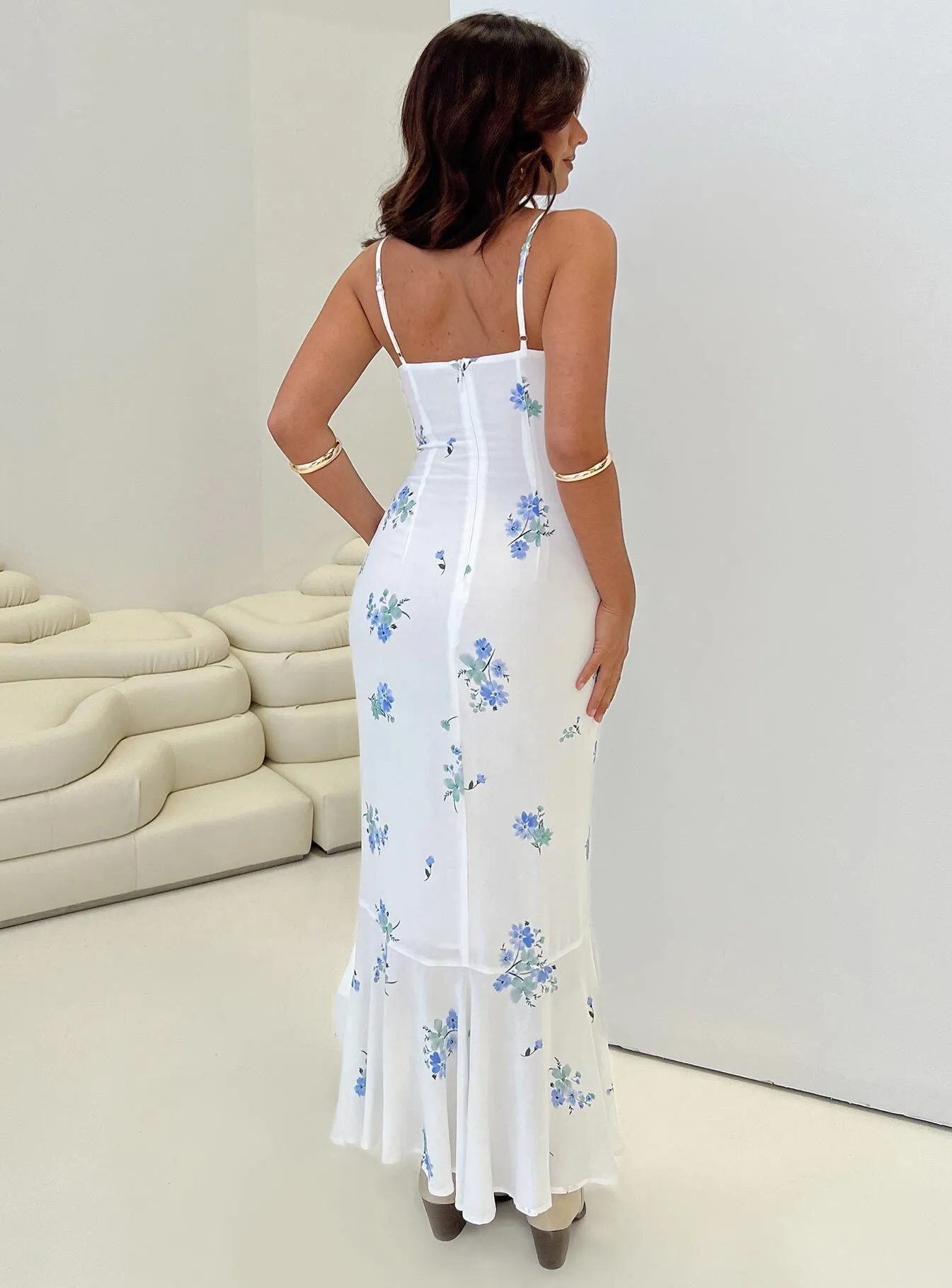 Sing Along Maxi Dress White / Blue Petite