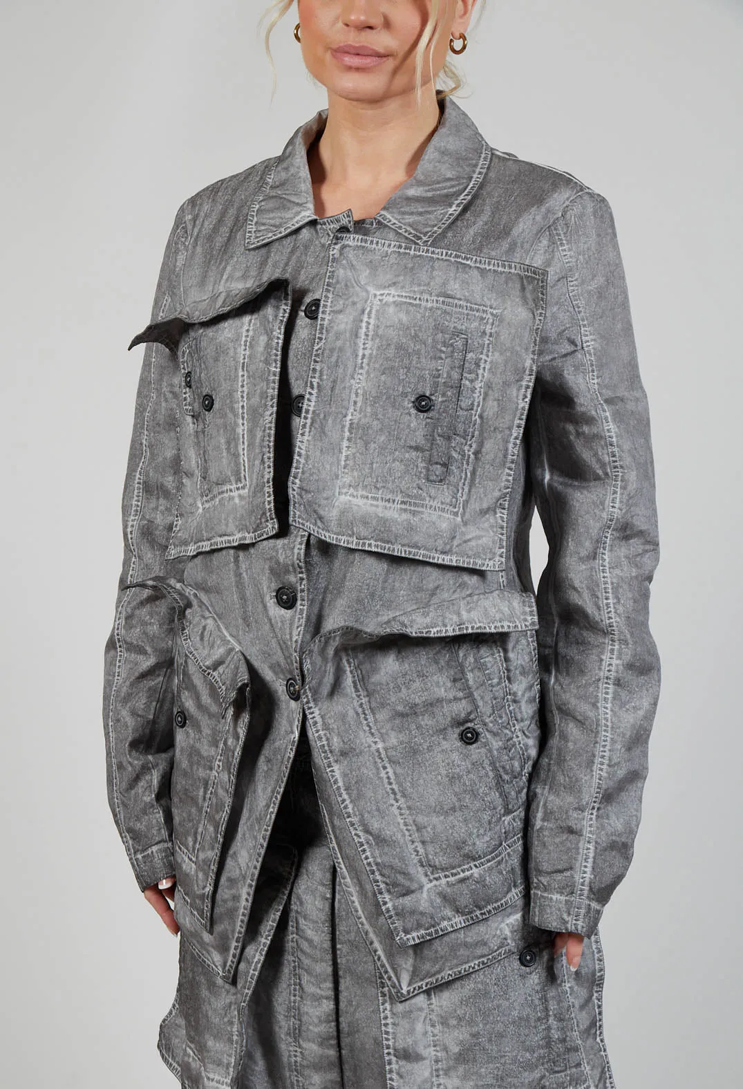 Textured Jacket in C.Coal 70% Cloud