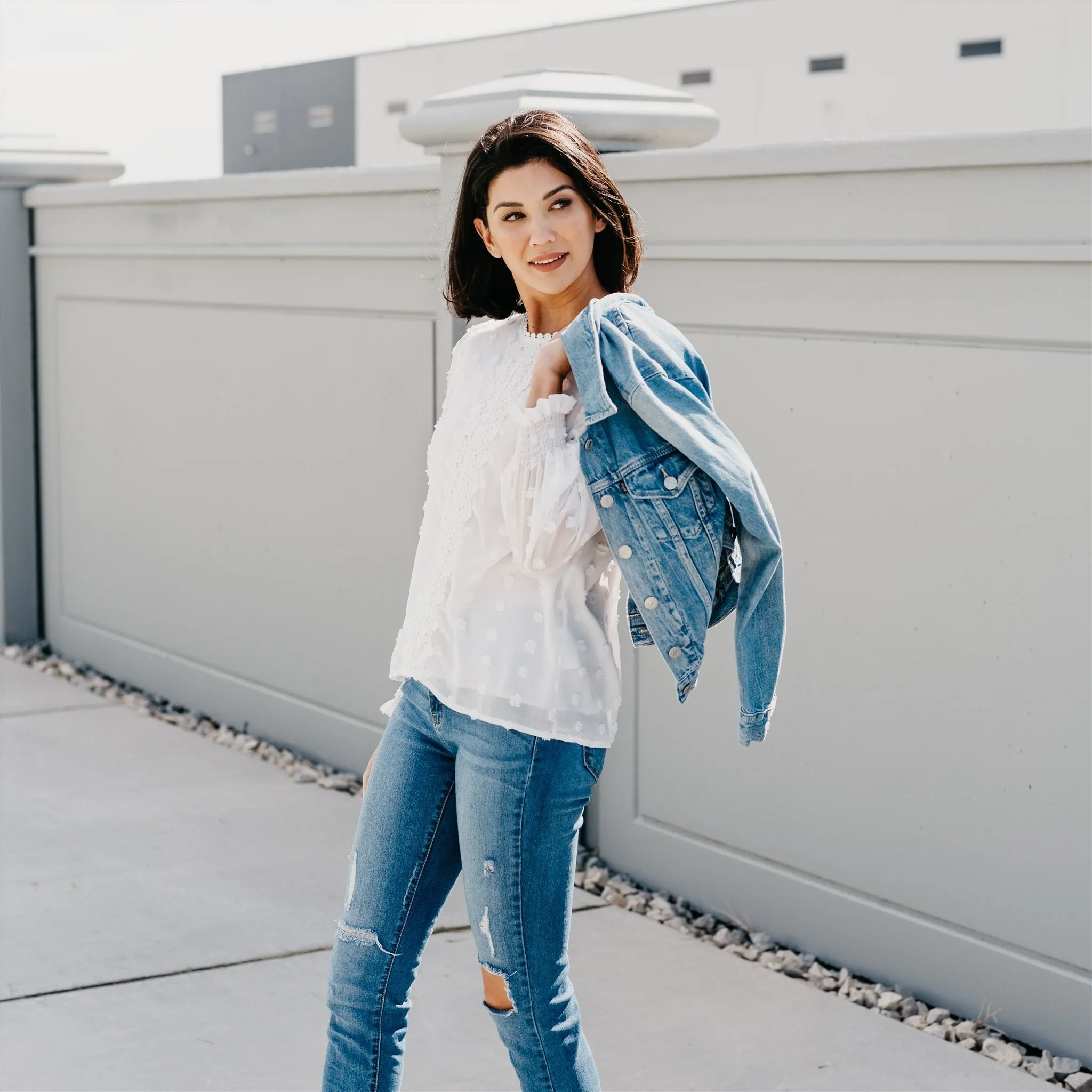 Textured Lace Tops: White