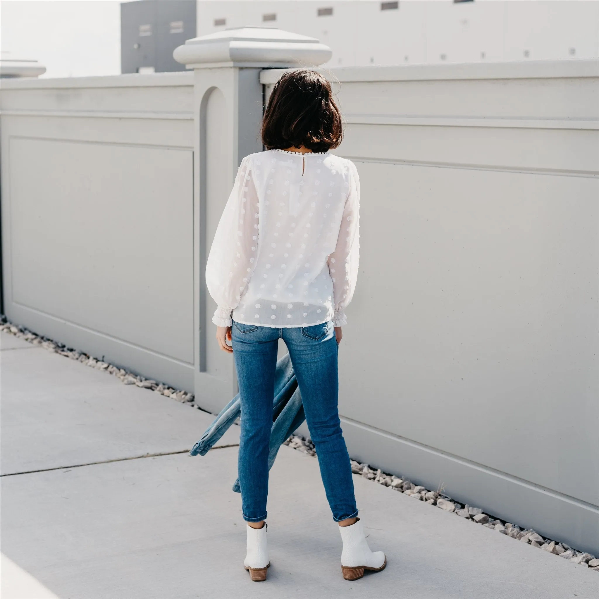 Textured Lace Tops: White