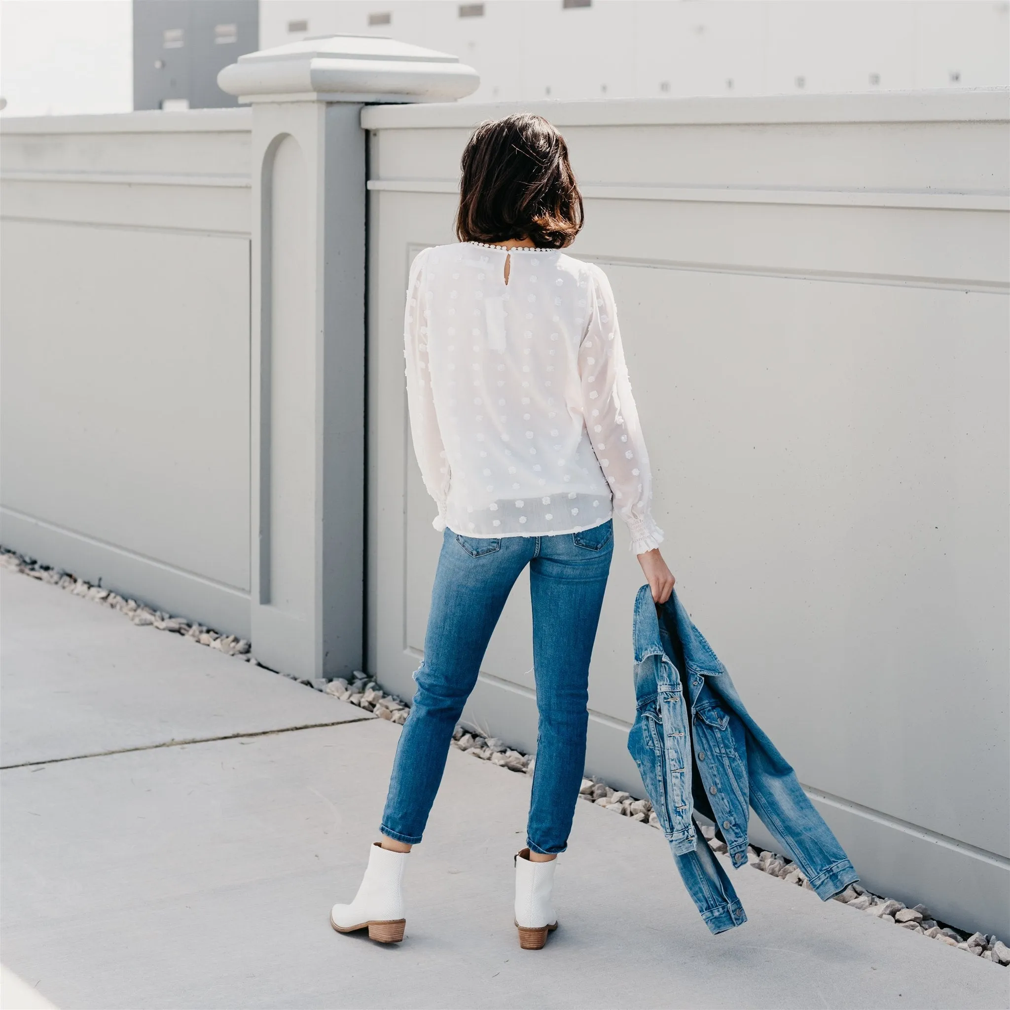 Textured Lace Tops: White