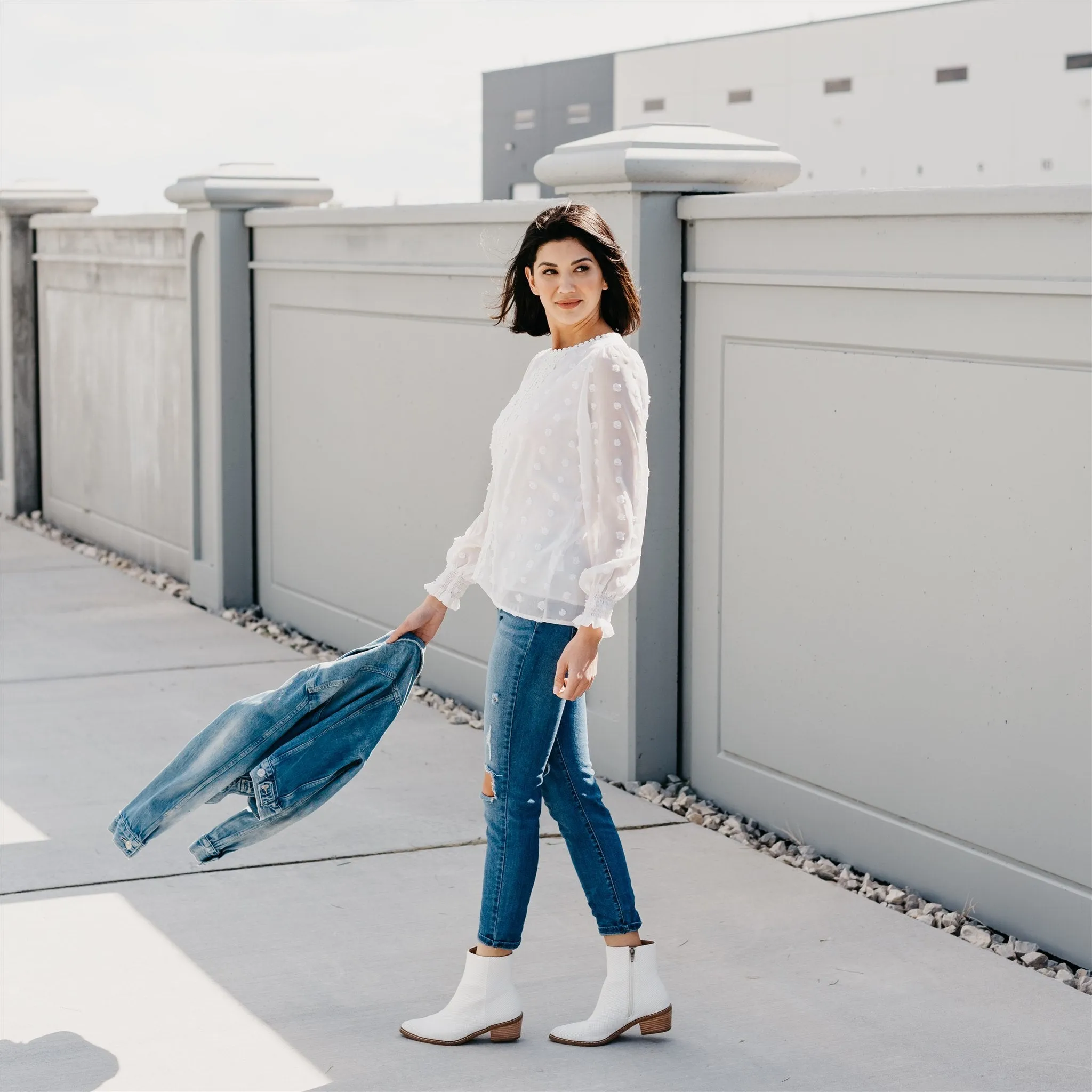 Textured Lace Tops: White