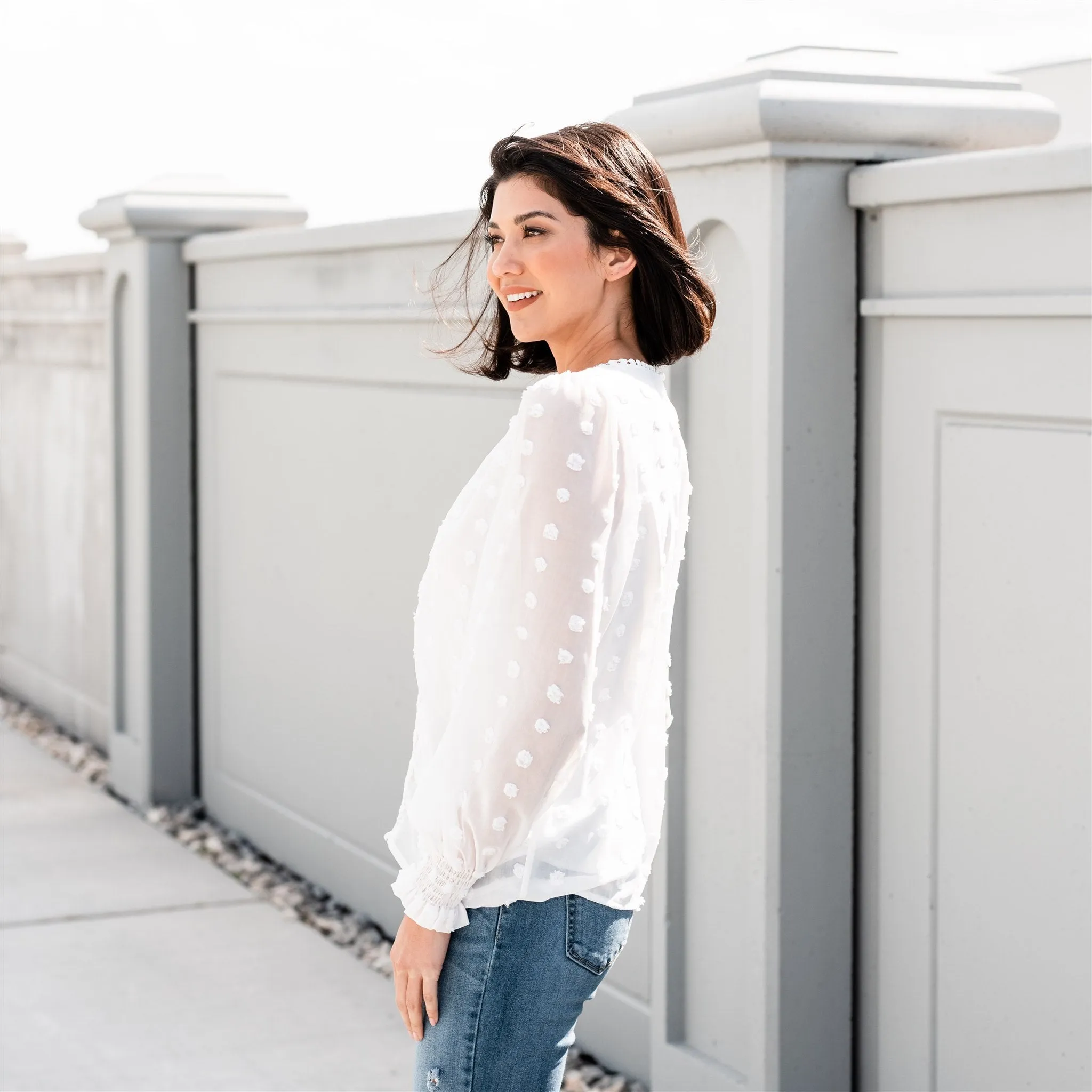 Textured Lace Tops: White