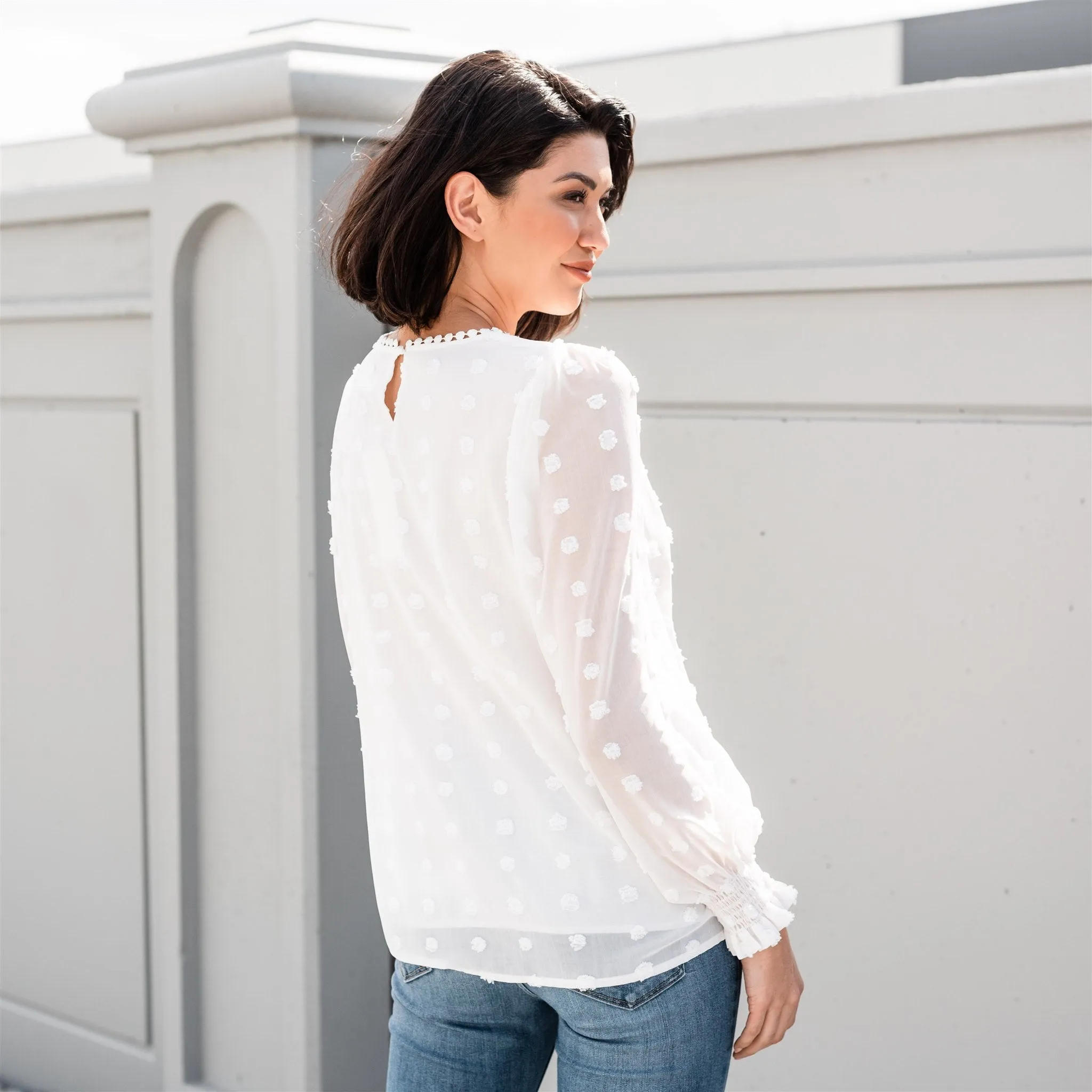 Textured Lace Tops: White