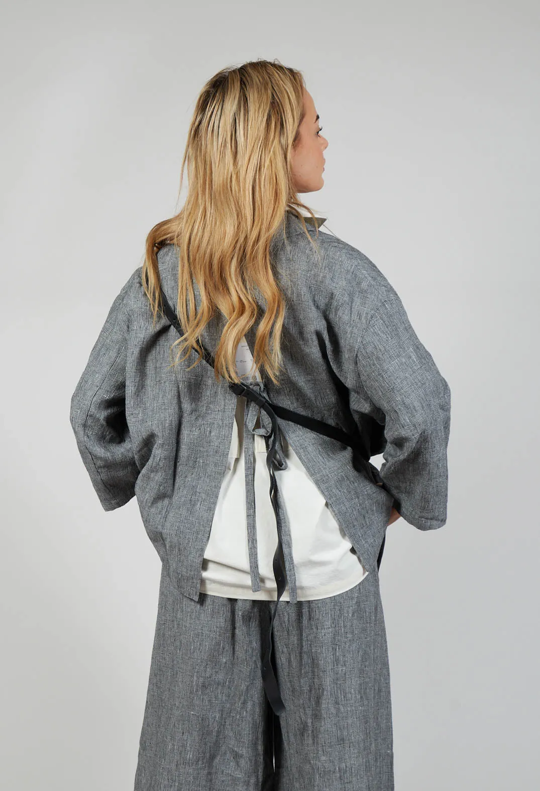 Tie-Back Jacket in Cool Check