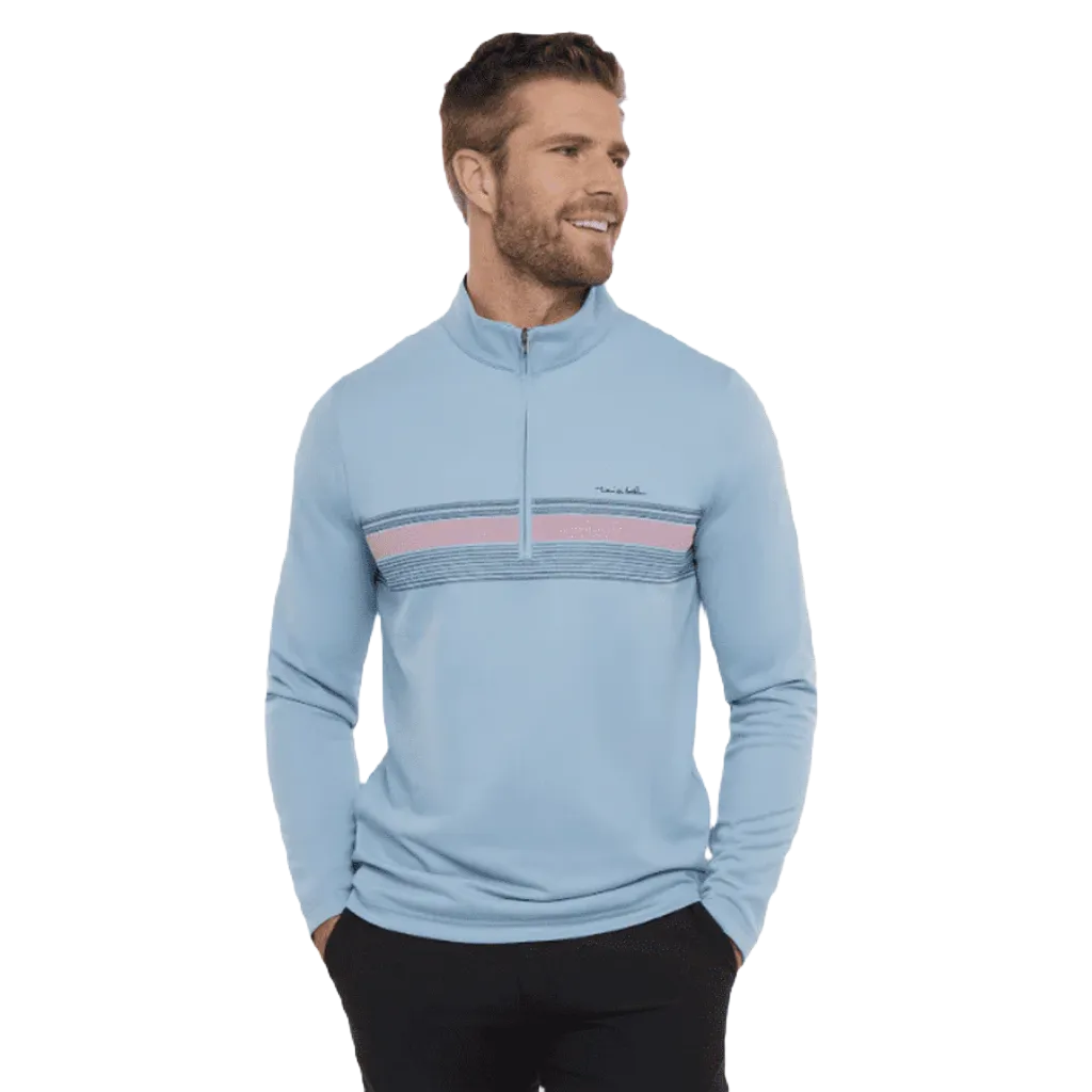 Travis Mathew Upgraded Striped Quarter Zip - Blue