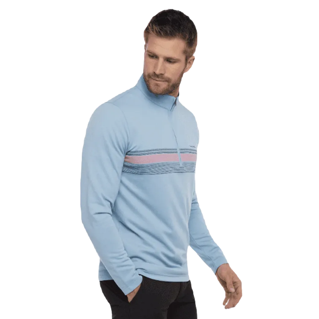 Travis Mathew Upgraded Striped Quarter Zip - Blue