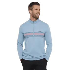 Travis Mathew Upgraded Striped Quarter Zip - Blue