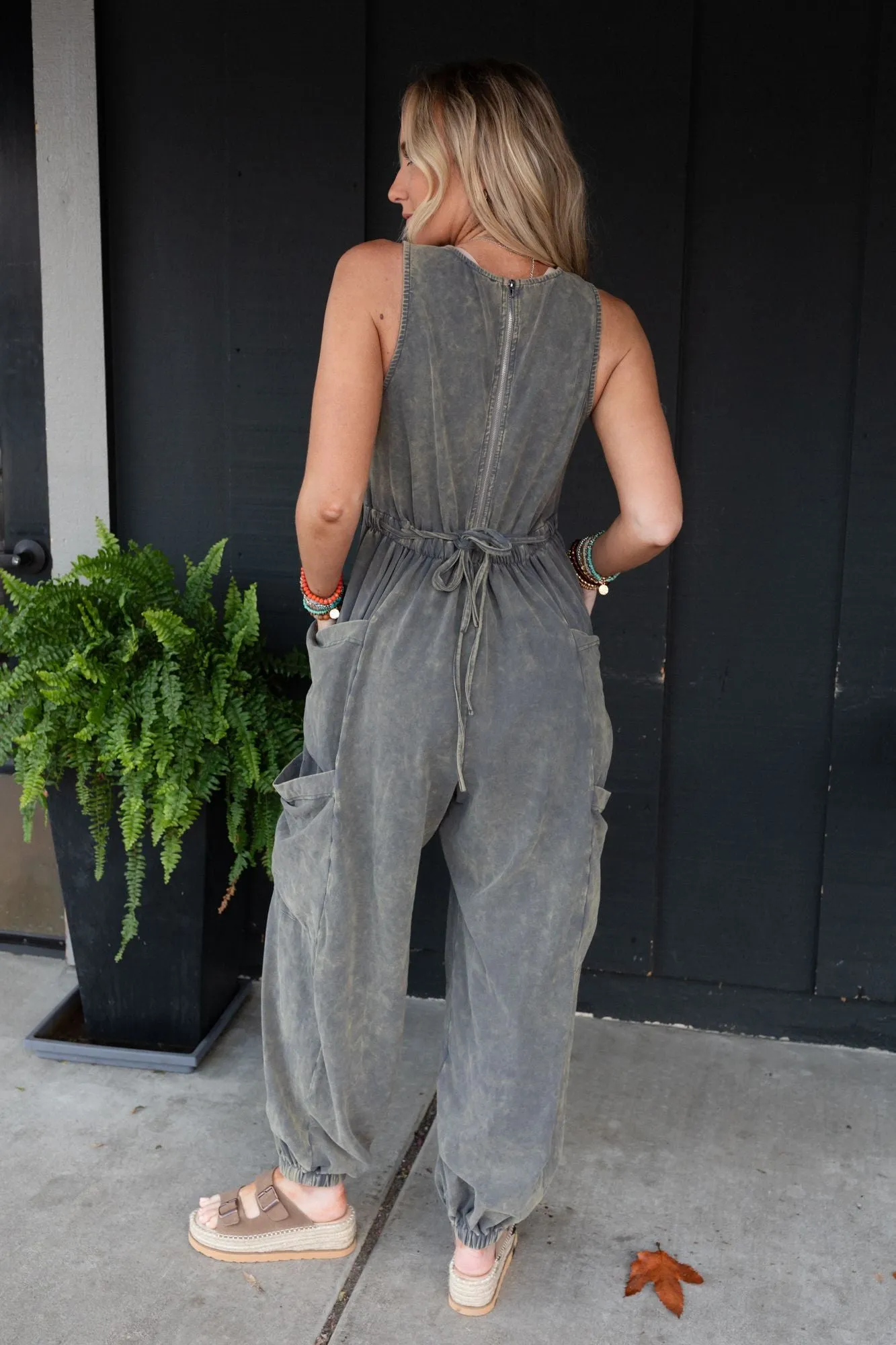 Turning Point Washed Cargo Jumpsuit - Ash