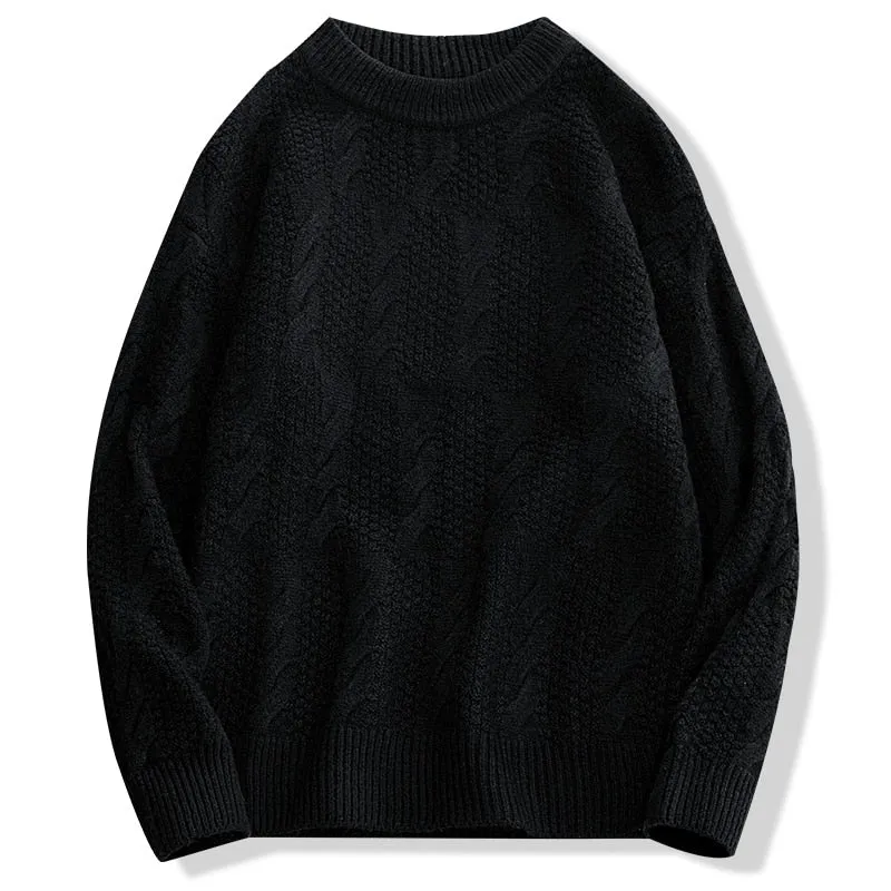 Unisex Standard Wool Hand Knitted Loose O-Neck Sweater Pullover