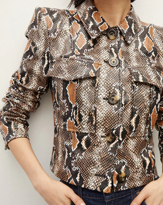 VERONICA BEARD Fullham Python Vegan Leather Jacket